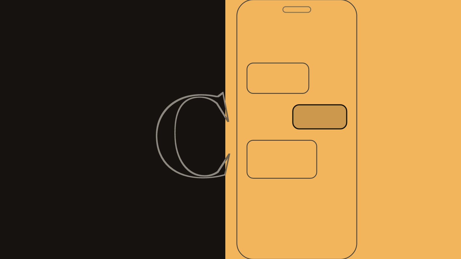 Kapak çizimi: telefon çerçevesi ve sohbet balonları